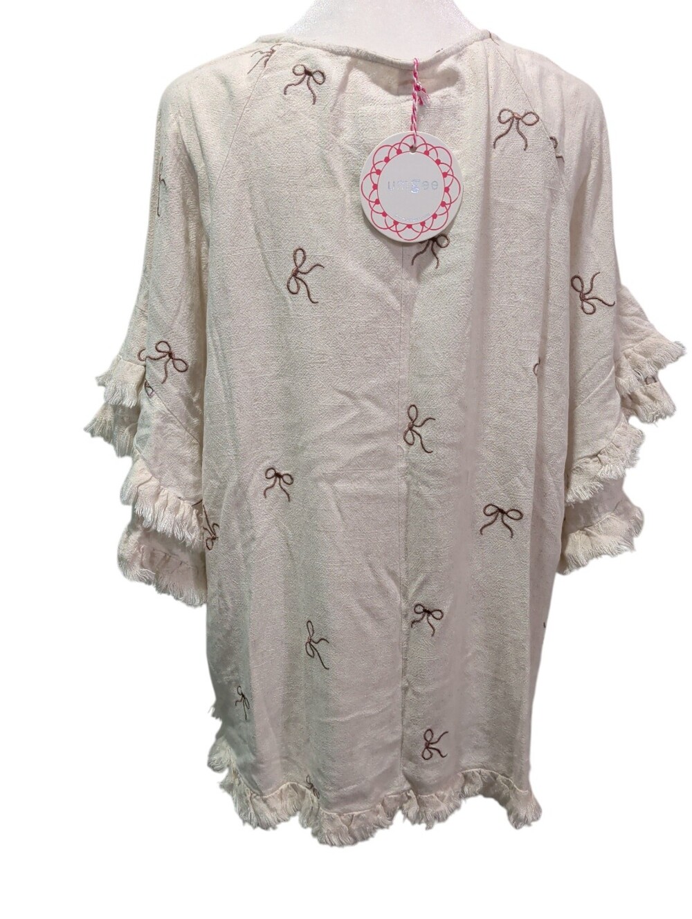 New Umgee Tassel Sleeves Bow Top - Picture 3 of 6